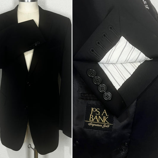 Jos. A. Bank Signature Collection Black Wool Custom Made Blazer Sport Coat 46L