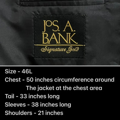 Jos. A. Bank Signature Collection Black Wool Custom Made Blazer Sport Coat 46L