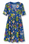 J.McLaughlin Blue Floral & Butterfly Print Button-Front Dress – Size Medium