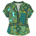 Madison Green Short Sleeve Paisley Print Top – Size XL