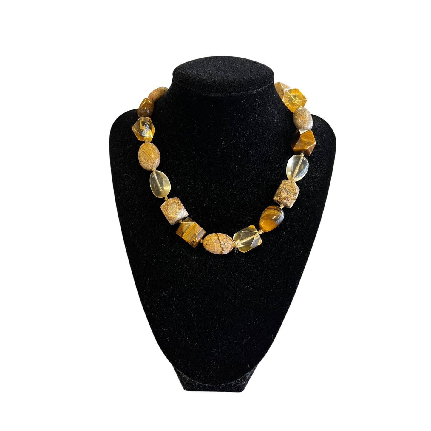 Sigrid Olsen Brown & Yellow Beaded Necklace With Toggle Clasp