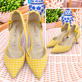 Anne Klein Yellow Polka-Dot Kitten Heels – Size 9.5