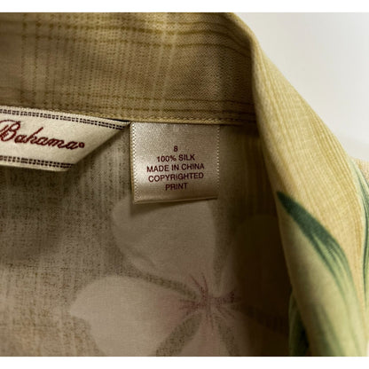 Tommy Bahama Womens Green Tropical Silk Button-Up Front Tie Top Size 8