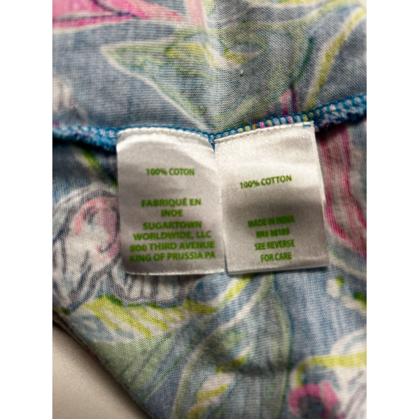 Lilly Pulitzer Alaina Formentera Turquoise Blue 100% Cotton Floral Dress Sz Medium