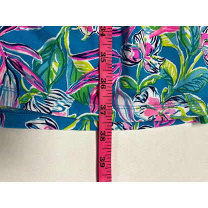 Lilly Pulitzer Alaina Formentera Turquoise Blue 100% Cotton Floral Dress Sz Medium