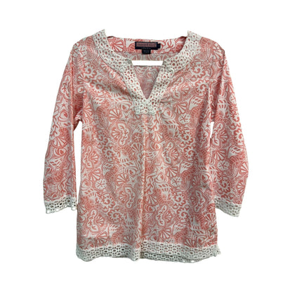Vineyard Vines Pink Shell Sealife Lace Trim Tunic Size Small