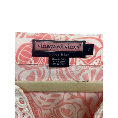 Vineyard Vines Pink Shell Sealife Lace Trim Tunic Size Small