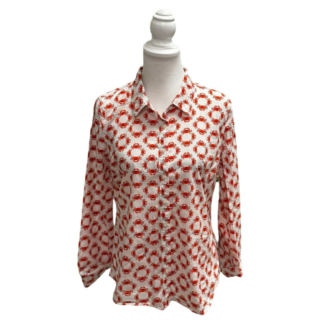 Crown & Ivy Crab Print 100% Cotton Button-Up Shirt Size M