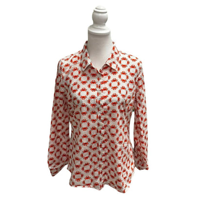 Crown & Ivy Crab Print 100% Cotton Button-Up Shirt Size M
