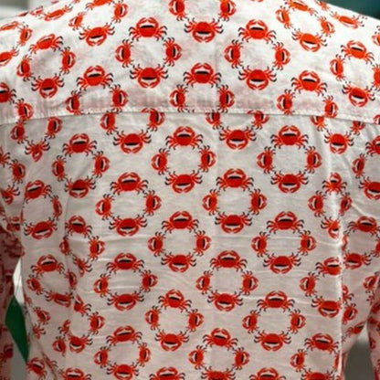 Crown & Ivy Crab Print 100% Cotton Button-Up Shirt Size M