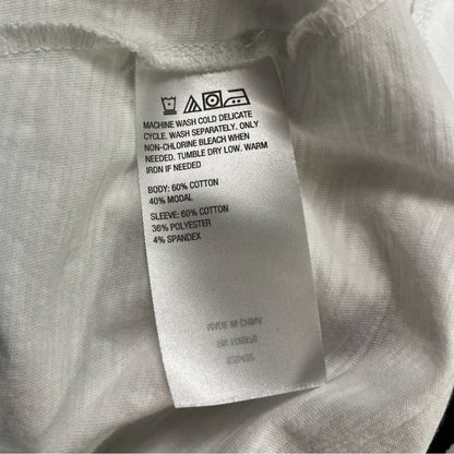 G By Giuliana Womens White Top W/ Aztec Print Sleeves V-Neck Cotton Blend Size Large