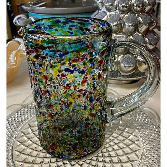 Don Suenos Mexican Glass Confetti Rock Glass Pitcher