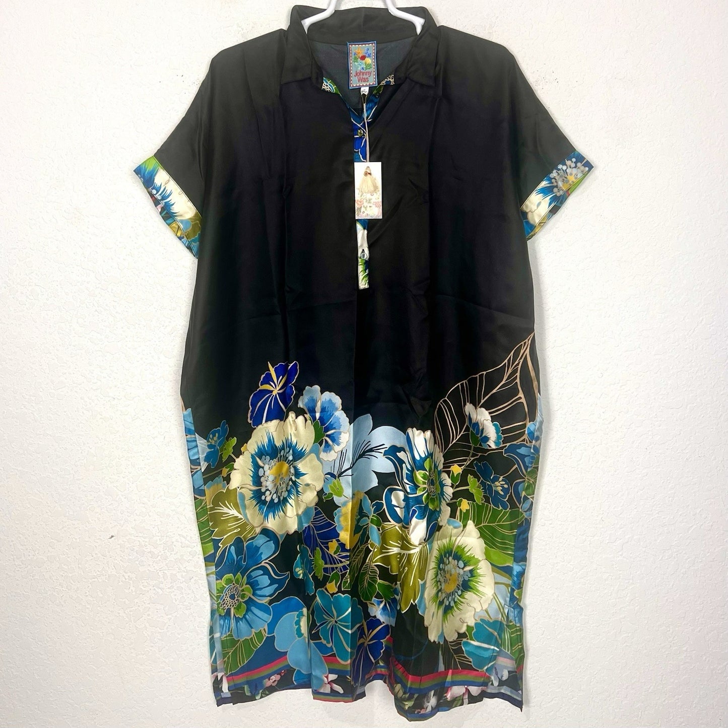 NWT Johnny Was Araia Silk Twill Short Vibrant Floral Dress M New $278