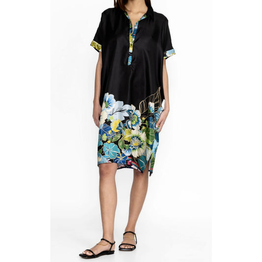 NWT Johnny Was Araia Silk Twill Short Vibrant Floral Dress M New $278