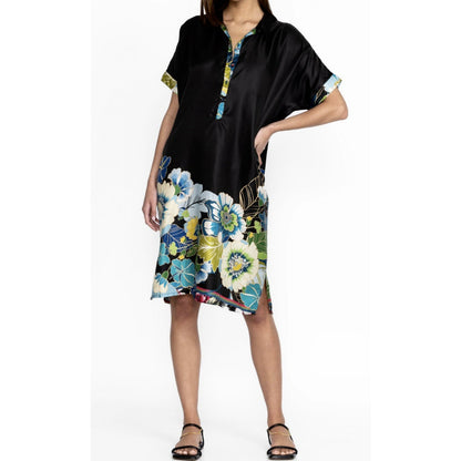 NWT Johnny Was Araia Silk Twill Short Vibrant Floral Dress M New $278