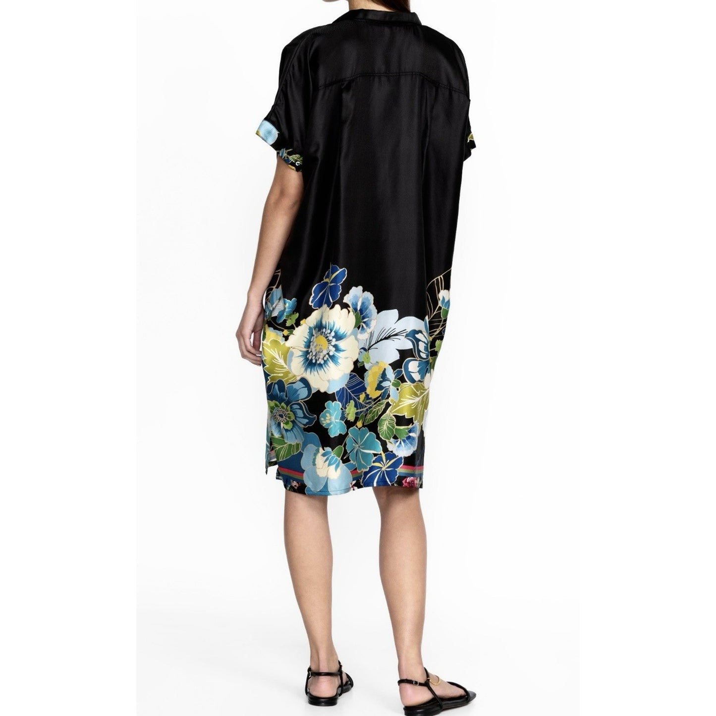 NWT Johnny Was Araia Silk Twill Short Vibrant Floral Dress M New $278