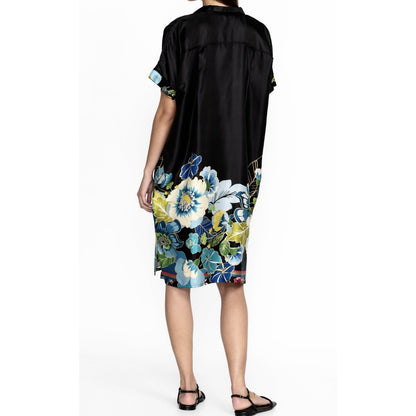 NWT Johnny Was Araia Silk Twill Short Vibrant Floral Dress M New $278