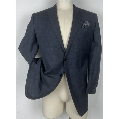 Joseph Abboud Custom Made To Measure Gray & Blue Plaid Blazer Sport Coat 44R