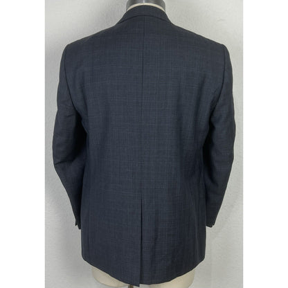 Joseph Abboud Custom Made To Measure Gray & Blue Plaid Blazer Sport Coat 44R