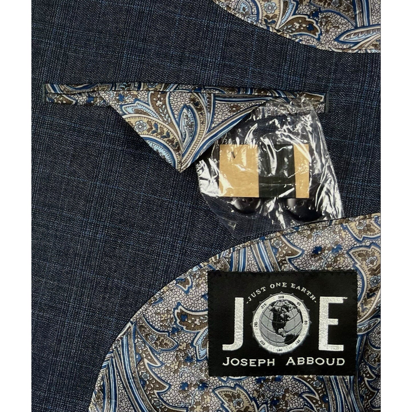 Joseph Abboud Custom Made To Measure Gray & Blue Plaid Blazer Sport Coat 44R