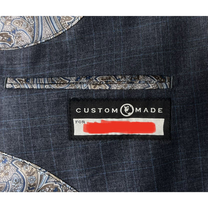 Joseph Abboud Custom Made To Measure Gray & Blue Plaid Blazer Sport Coat 44R