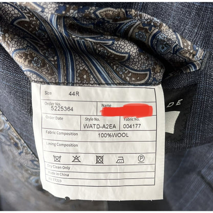 Joseph Abboud Custom Made To Measure Gray & Blue Plaid Blazer Sport Coat 44R