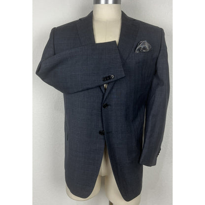 Joseph Abboud Custom Made To Measure Gray & Blue Plaid Blazer Sport Coat 44R