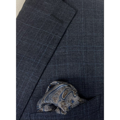 Joseph Abboud Custom Made To Measure Gray & Blue Plaid Blazer Sport Coat 44R