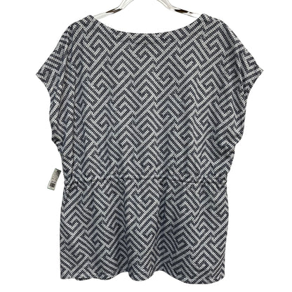 Tommy Bahama Blue and White Greek Cay Blouse Cinch Waist Tassel Size XL