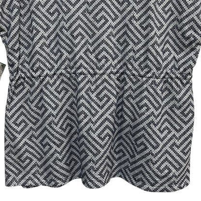 Tommy Bahama Blue and White Greek Cay Blouse Cinch Waist Tassel Size XL