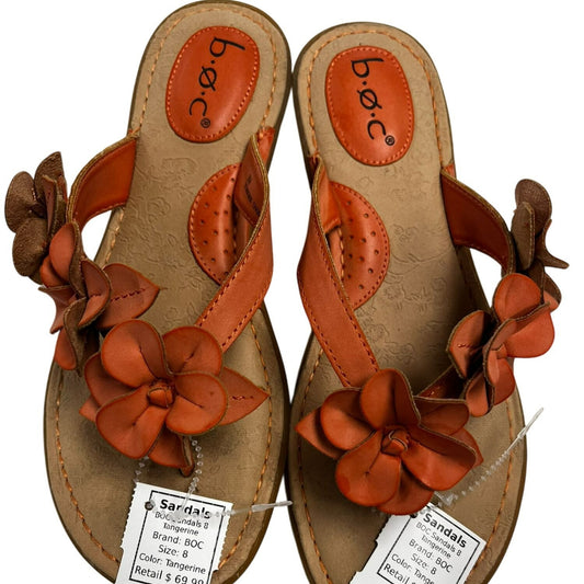 B.O.C Women's Orange Sandals With Floral Accents Size 8M