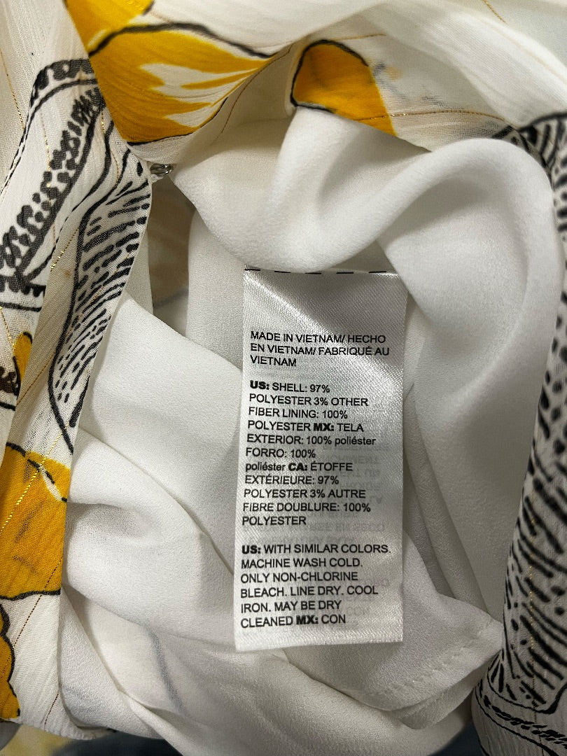 White House Black Market Metallic Floral Surplice Blouse – Size 2