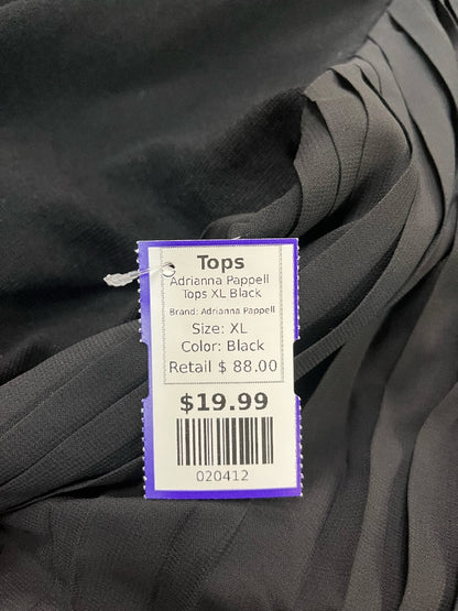 Adrianna Pappell Black V Neck Accordion Sleeve Top Size XL