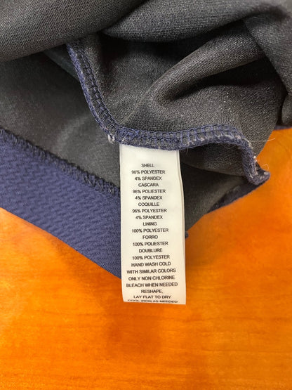 Vince Camuto Navy Blue and White Embroidered V-Neck Shift Dress Size 14