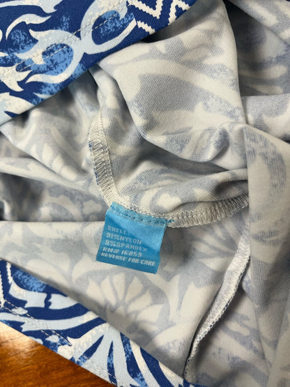 J .McLaughlin Lola Knit Split V-Neck 3/4 Sleeve Blue & White Dress Size Medium