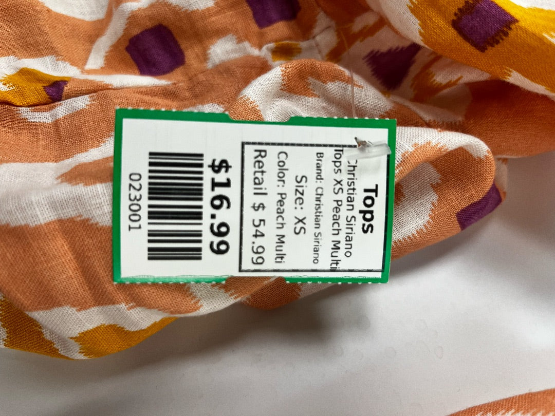 Christian Siriano Linen-Blend Peach Tie-Front Blouse – Size XS