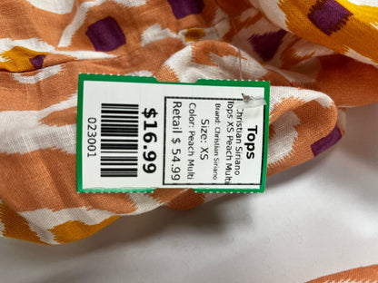 Christian Siriano Linen-Blend Peach Tie-Front Blouse – Size XS