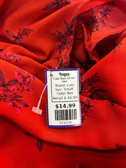 CAbi #5222 Red Floral Sprig Blouse – Size Small