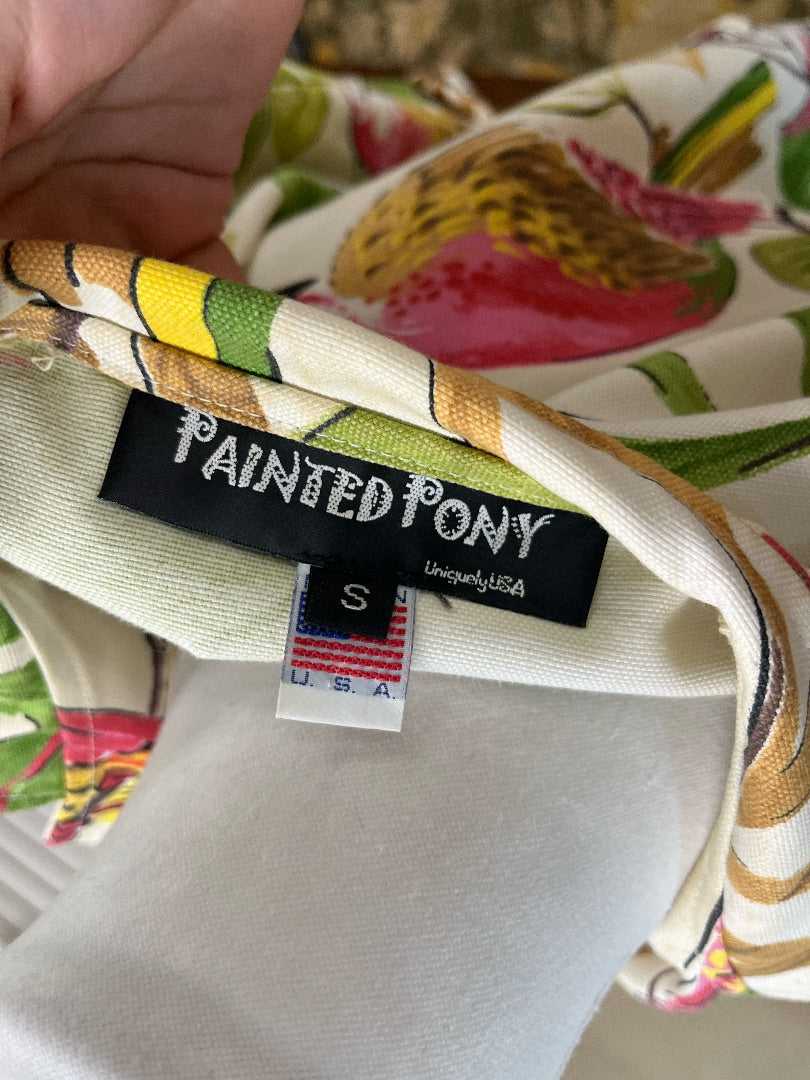 Vintage Painted Pony Floral & Parrot Tapestry Jacket Size Small