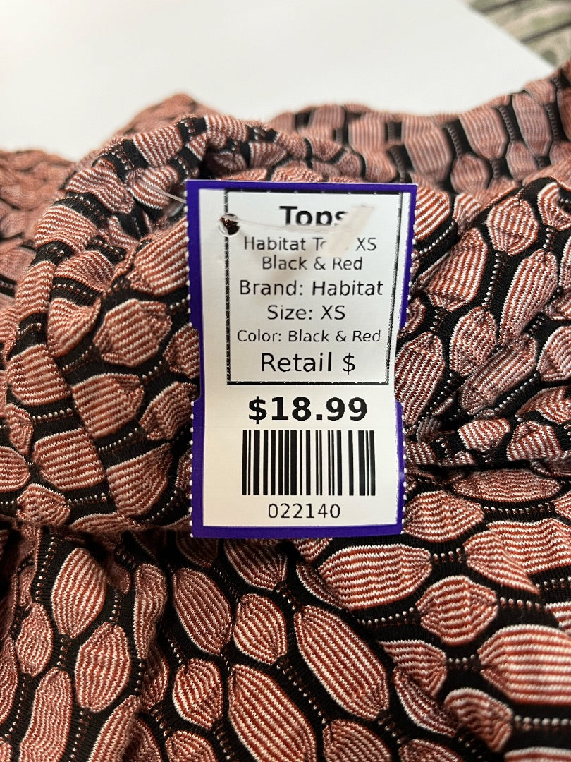Habitat Geometric Red and Black Long Sleeve Top – Size XS