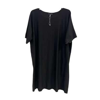 Eileen Fisher Viscose Nylon Crepe Round Neck Front Pocket Dress Black Size XL
