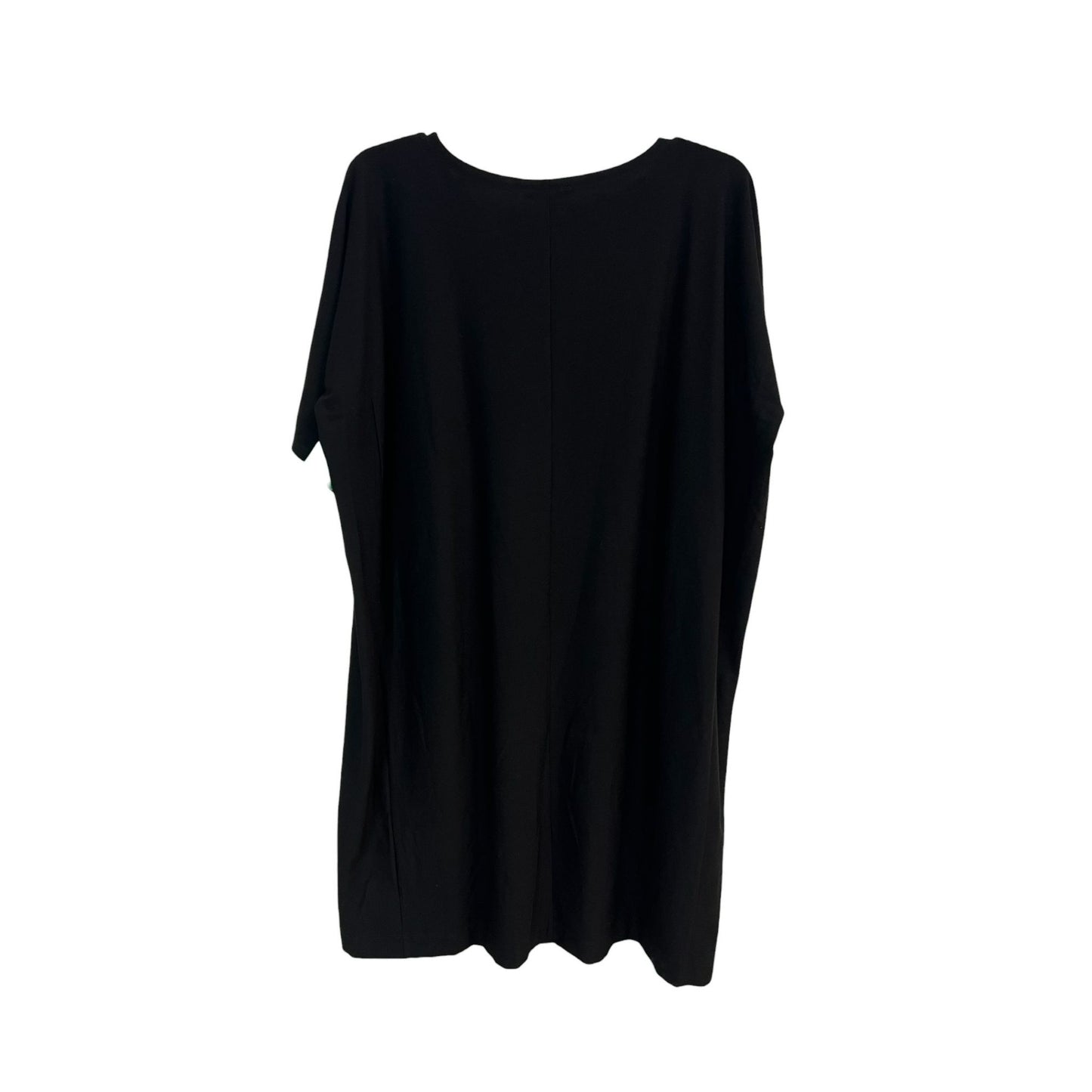 Eileen Fisher Viscose Nylon Crepe Round Neck Front Pocket Dress Black Size XL