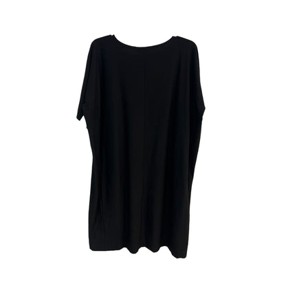 Eileen Fisher Viscose Nylon Crepe Round Neck Front Pocket Dress Black Size XL