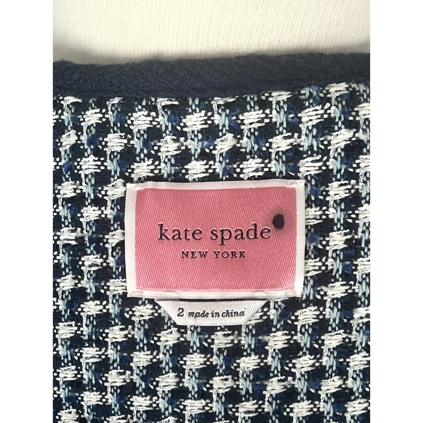 Kate Spade Nautical Tweed Blazer Jacket Blue And White Cotton Women’s Size 2
