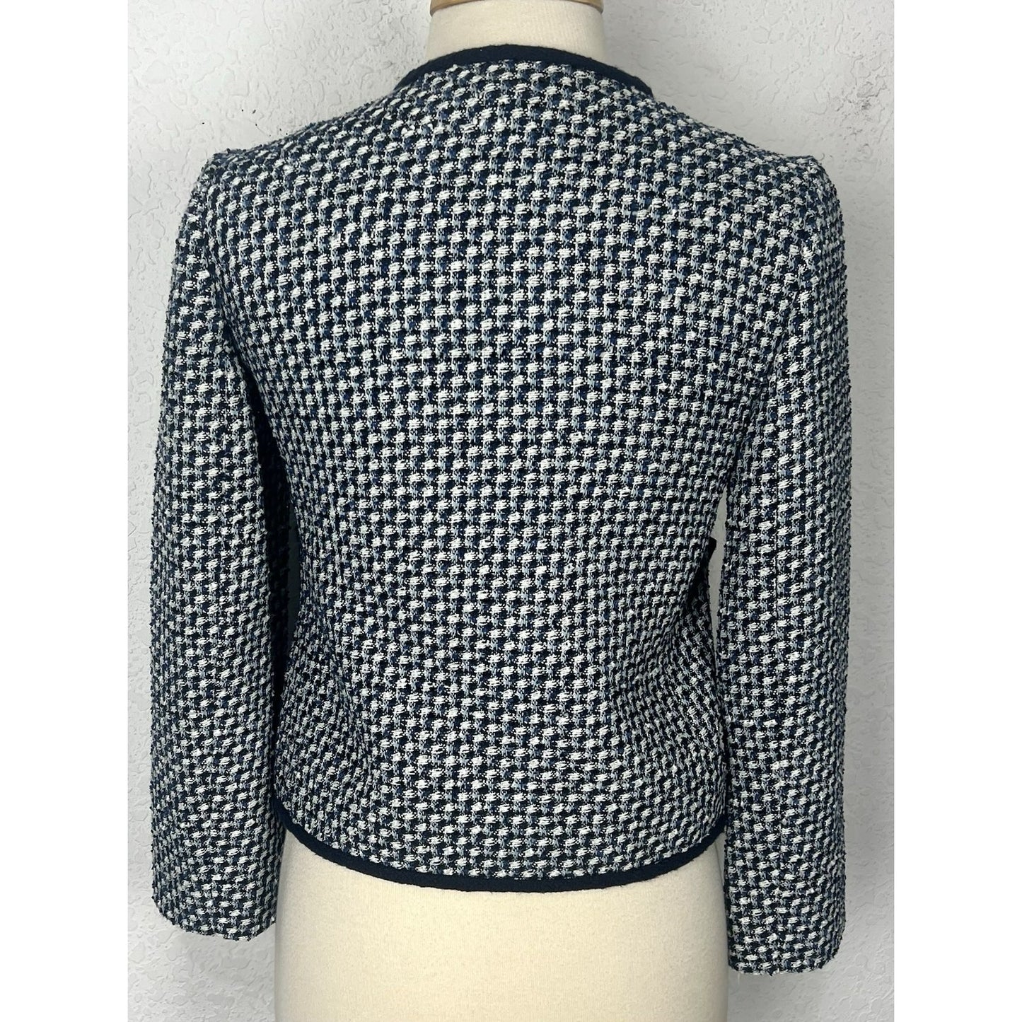 Kate Spade Nautical Tweed Blazer Jacket Blue And White Cotton Women’s Size 2