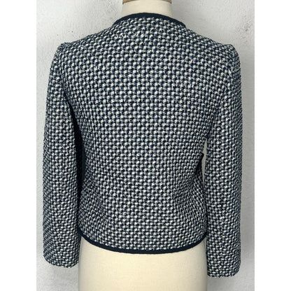 Kate Spade Nautical Tweed Blazer Jacket Blue And White Cotton Women’s Size 2