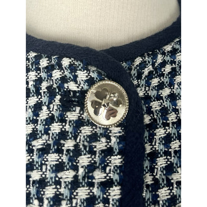 Kate Spade Nautical Tweed Blazer Jacket Blue And White Cotton Women’s Size 2