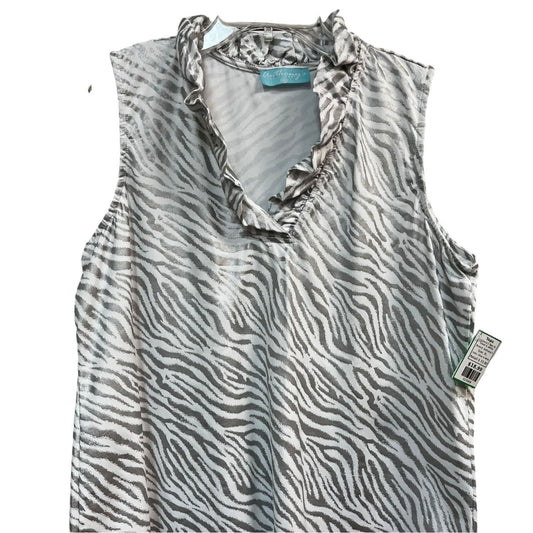 Anthony's Silver & White Zebra Print Sleeveless Ruffle Top Size XL