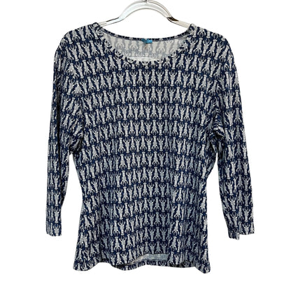 J. McLaughlin Blue Lobster Catalina Cloth 3/4 Sleeve Top Size XL