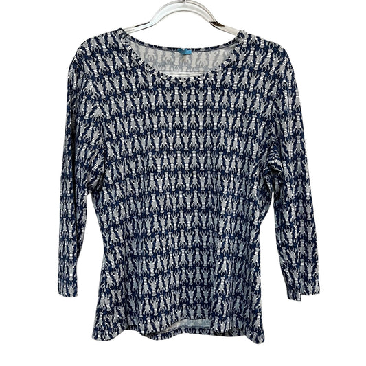 J. McLaughlin Blue Lobster Catalina Cloth 3/4 Sleeve Top Size XL